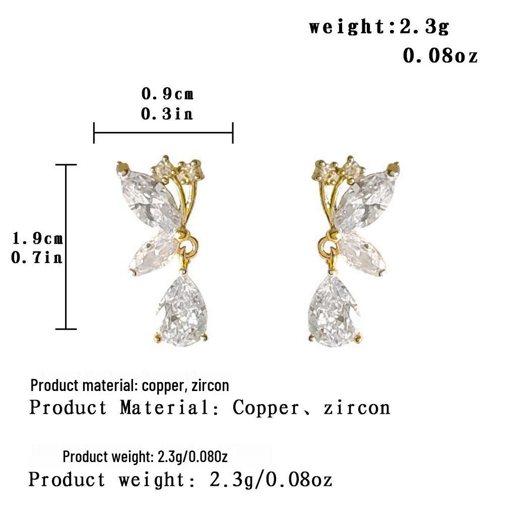 Elegant Zircon Butterfly Water Drop Earrings: Simple, High-End, Light Luxury Studs
Elegant Zircon Butterfly Water Drop Earrings: Simple, High-End, Light Luxury Studs