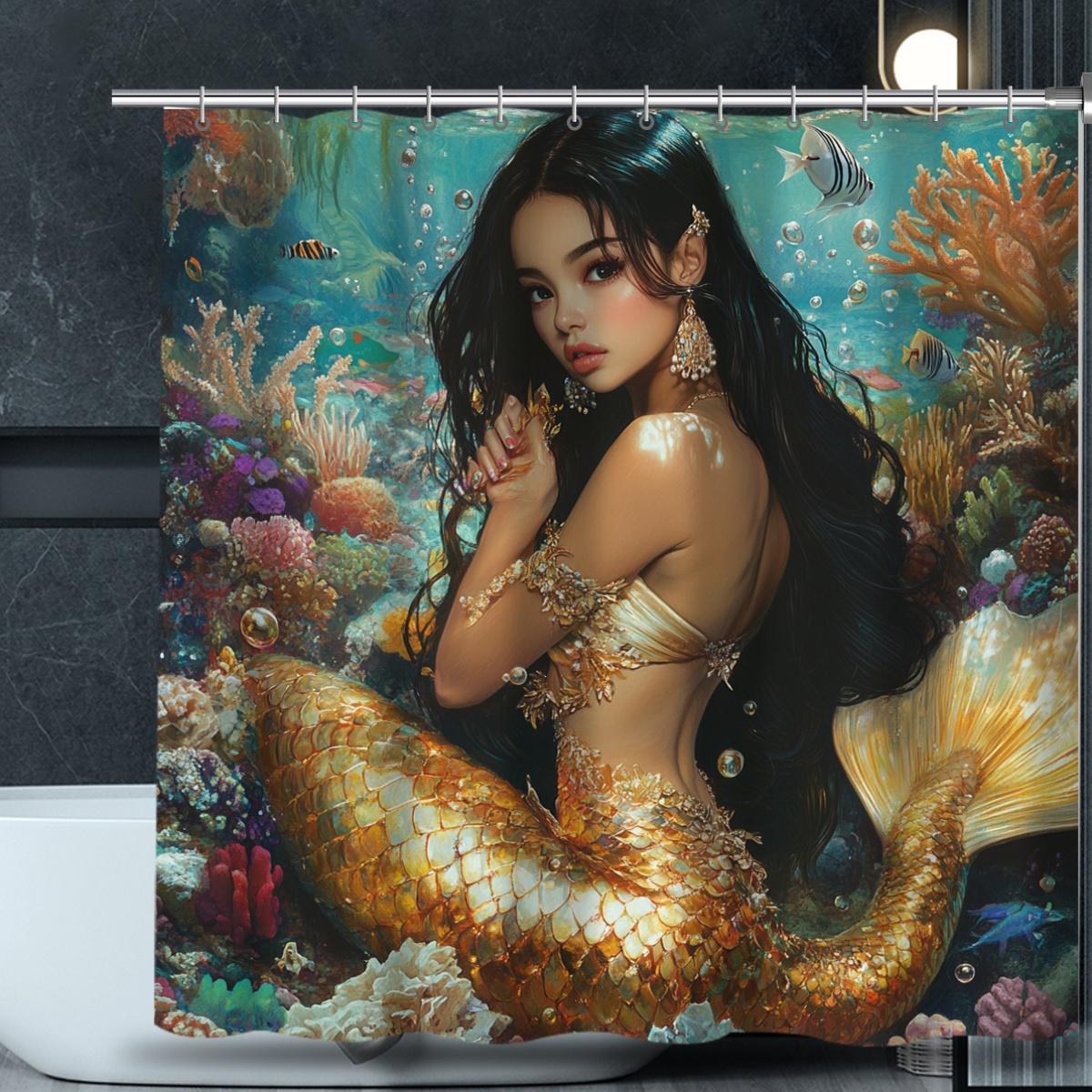 1Pcs Beautiful Mermaid Print Shower Curtain, Machine Washable, Suitable For All Seasons, Bathroom Decorative Pattern Curtain W60H190(CM)-1 Pcs
1Pcs Beautiful Mermaid Print Shower Curtain, Machine Washable, Suitable For All Seasons, Bathroom Decorative Pattern Curtain W60H190(CM)-1 Pcs