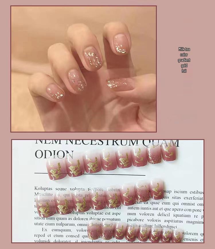 Градиентный молочный чай, водонепроницаемые накладные ногти с золотой фольгой для беременных
Градиентный молочный чай, водонепроницаемые накладные ногти с золотой фольгой для беременных