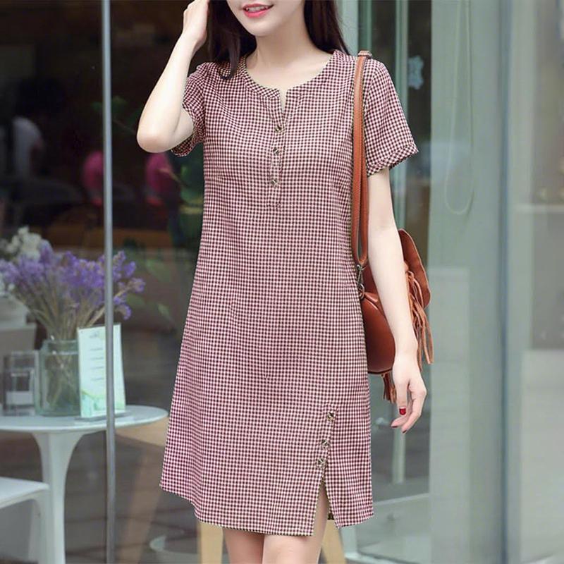 ZANZEA Women Plaid Print Casual V-Neck Summer Short Sleeve Dress 5XL вина червоного кольору
ZANZEA Women Plaid Print Casual V-Neck Summer Short Sleeve Dress 5XL вина червоного кольору