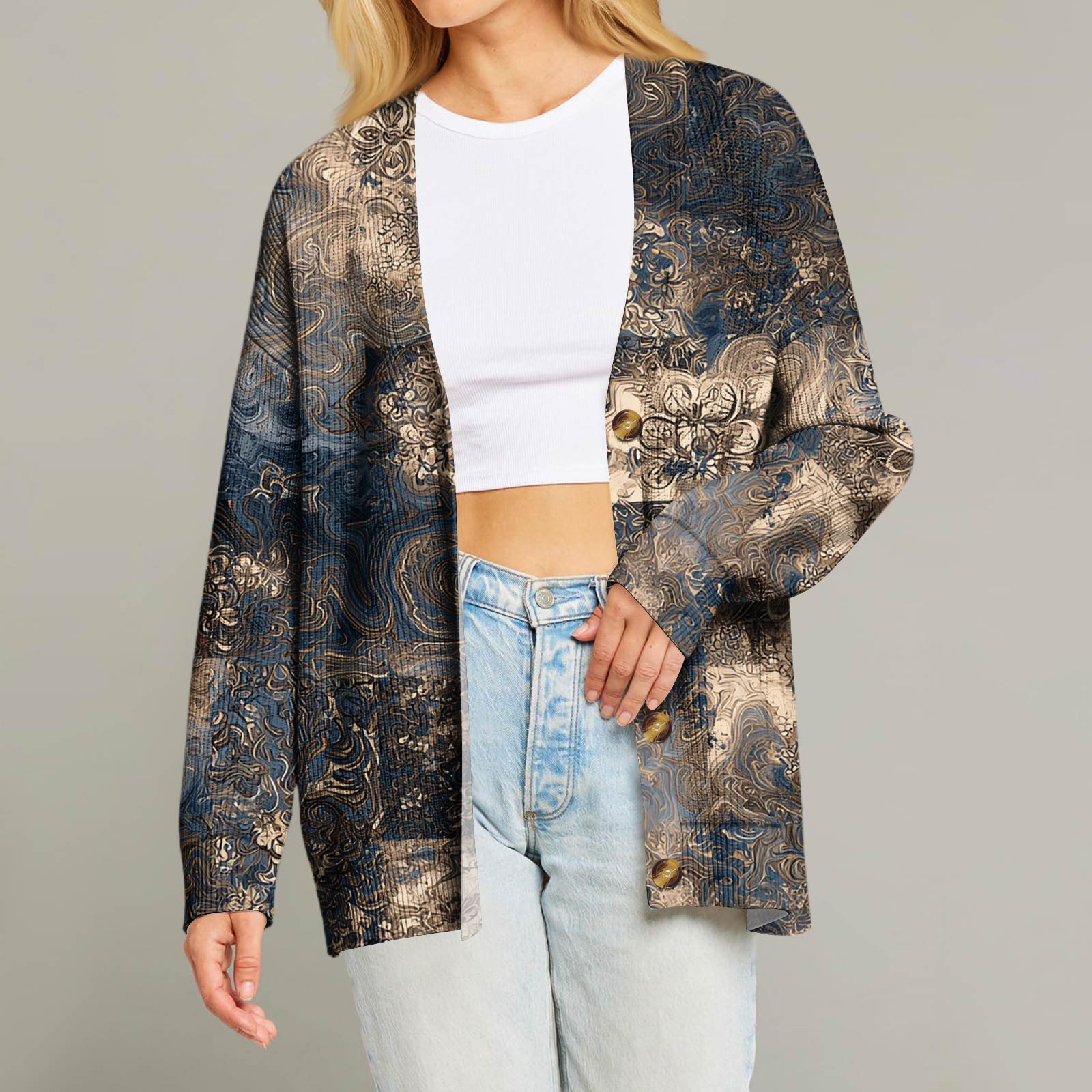 Женский модный кардиган с длинным рукавом, V-образным вырезом, на пуговицах, свободного кроя, с рождественским принтом L верблюд
Женский модный кардиган с длинным рукавом, V-образным вырезом, на пуговицах, свободного кроя, с рождественским принтом L верблюд