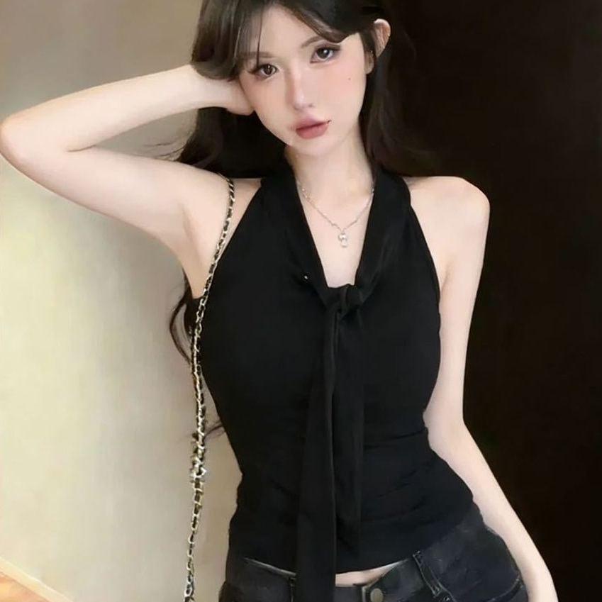 Lace Back Spicy Halter Tank Top with Chest Pads - Women s Slim Fit Sleeveless One Size (fits 75-115 kg) чорний
Lace Back Spicy Halter Tank Top with Chest Pads - Women s Slim Fit Sleeveless One Size (fits 75-115 kg) чорний