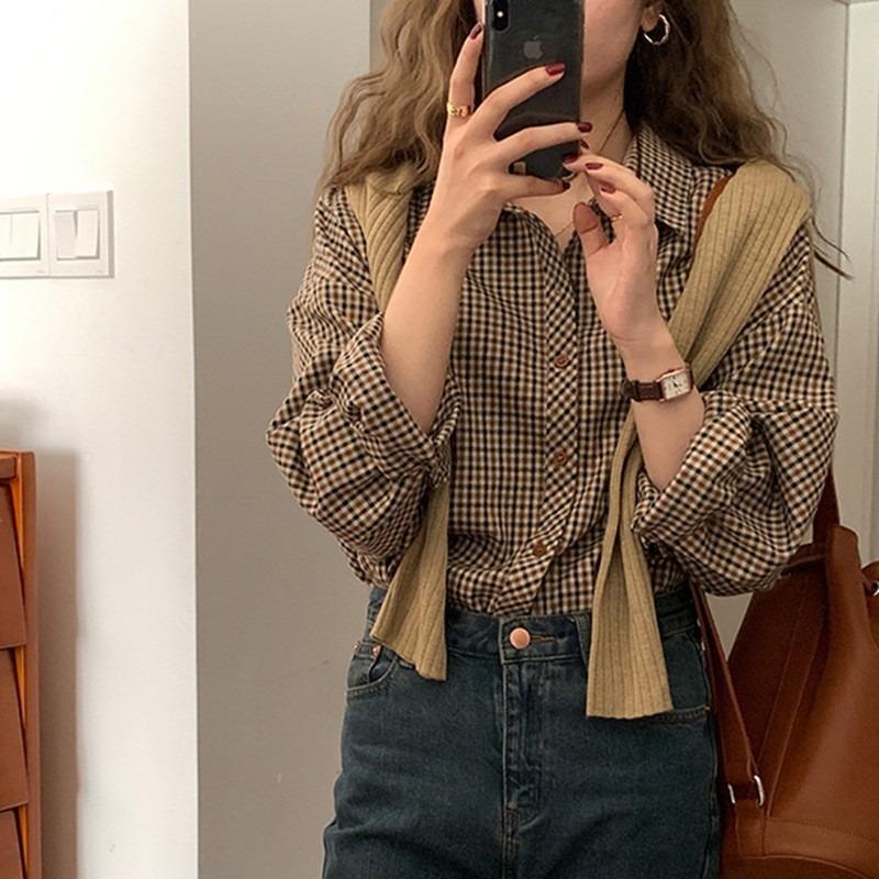 Retro Plaid Shirt Autumn New Korean Style Brown Loose Long-sleeved Base Shirt XL коричневий
Retro Plaid Shirt Autumn New Korean Style Brown Loose Long-sleeved Base Shirt XL коричневий