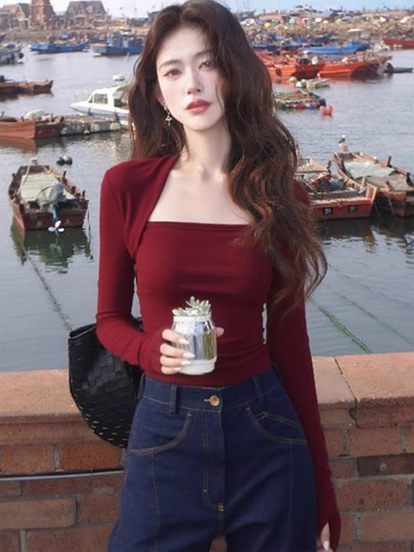Early Autumn French-Inspired Red Slimming Square Neck Long-Sleeve Top M красный
Early Autumn French-Inspired Red Slimming Square Neck Long-Sleeve Top M красный