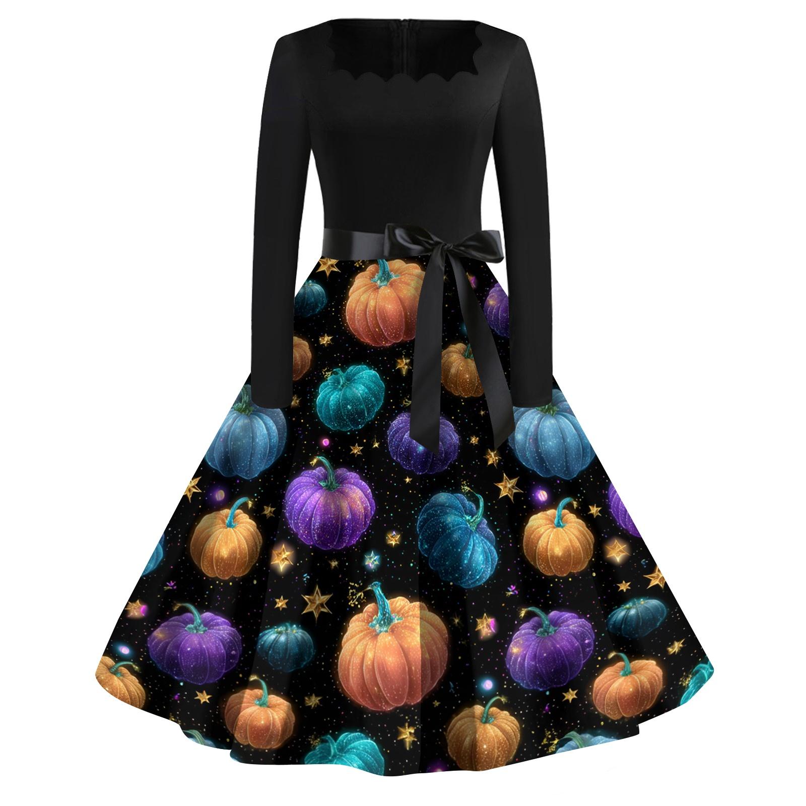 Women Casual Vintage Dress Long Sleeve Square Neck Floral Print Halloween Party Swing Dress with Waist Tie Belt Elegant Retro Style L синий
Women Casual Vintage Dress Long Sleeve Square Neck Floral Print Halloween Party Swing Dress with Waist Tie Belt Elegant Retro Style L синий