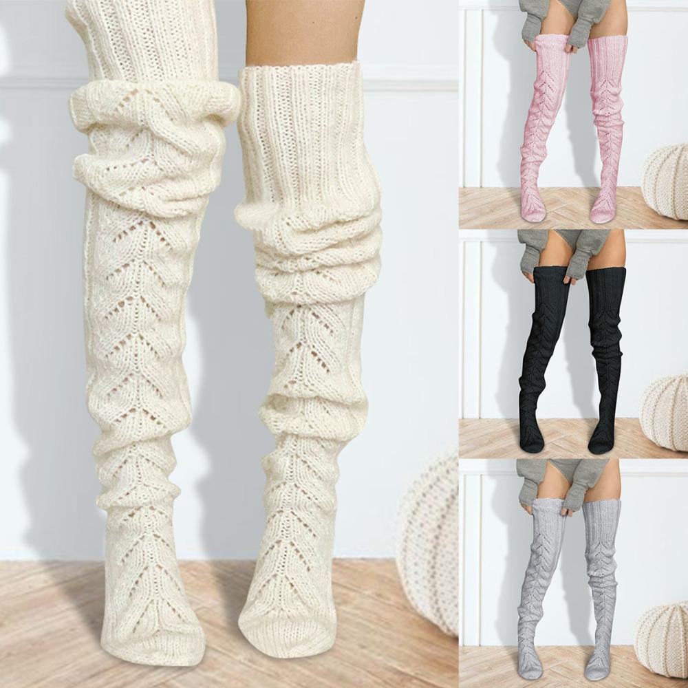 Сплошной цвет до колена, вязаные высокие чулки, универсальные длинные чулки для женщин 
Сплошной цвет до колена, вязаные высокие чулки, универсальные длинные чулки для женщин