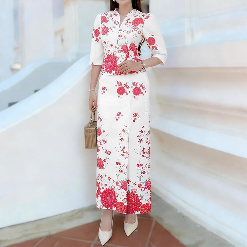 ZANZEA Women 3/4 Sleeve Blouse and Sheath Skirts Floral Print Elegant Two Piece Suit Sets 5XL білий
ZANZEA Women 3/4 Sleeve Blouse and Sheath Skirts Floral Print Elegant Two Piece Suit Sets 5XL білий
