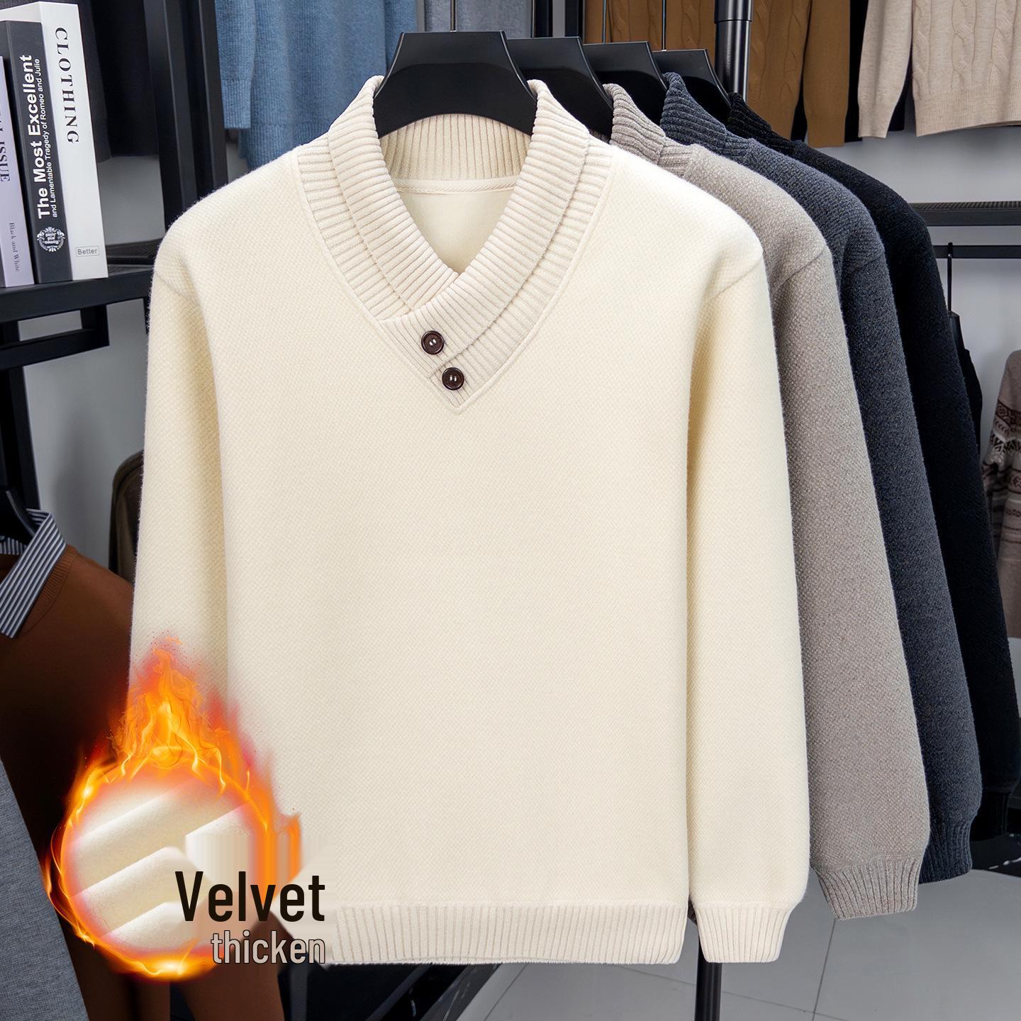 Men s Fleece Sweater: Buttoned, Folded Collar, Winter Crew Neck, Base Layer Knit for Middle-Aged XXXXL for 180-195 lbs
Men s Fleece Sweater: Buttoned, Folded Collar, Winter Crew Neck, Base Layer Knit for Middle-Aged XXXXL for 180-195 lbs