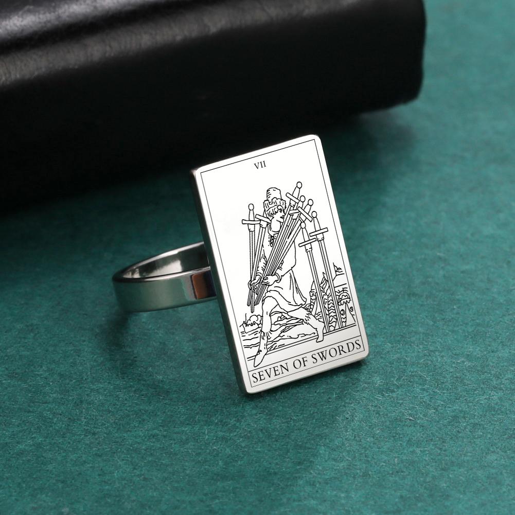 LIKGREAT Tarot Cards Ring The Swords Series Stainless Steel Gold Color Rings for Women Men Good Luck Esotericism Amulet Jewelry 7
LIKGREAT Tarot Cards Ring The Swords Series Stainless Steel Gold Color Rings for Women Men Good Luck Esotericism Amulet Jewelry 7