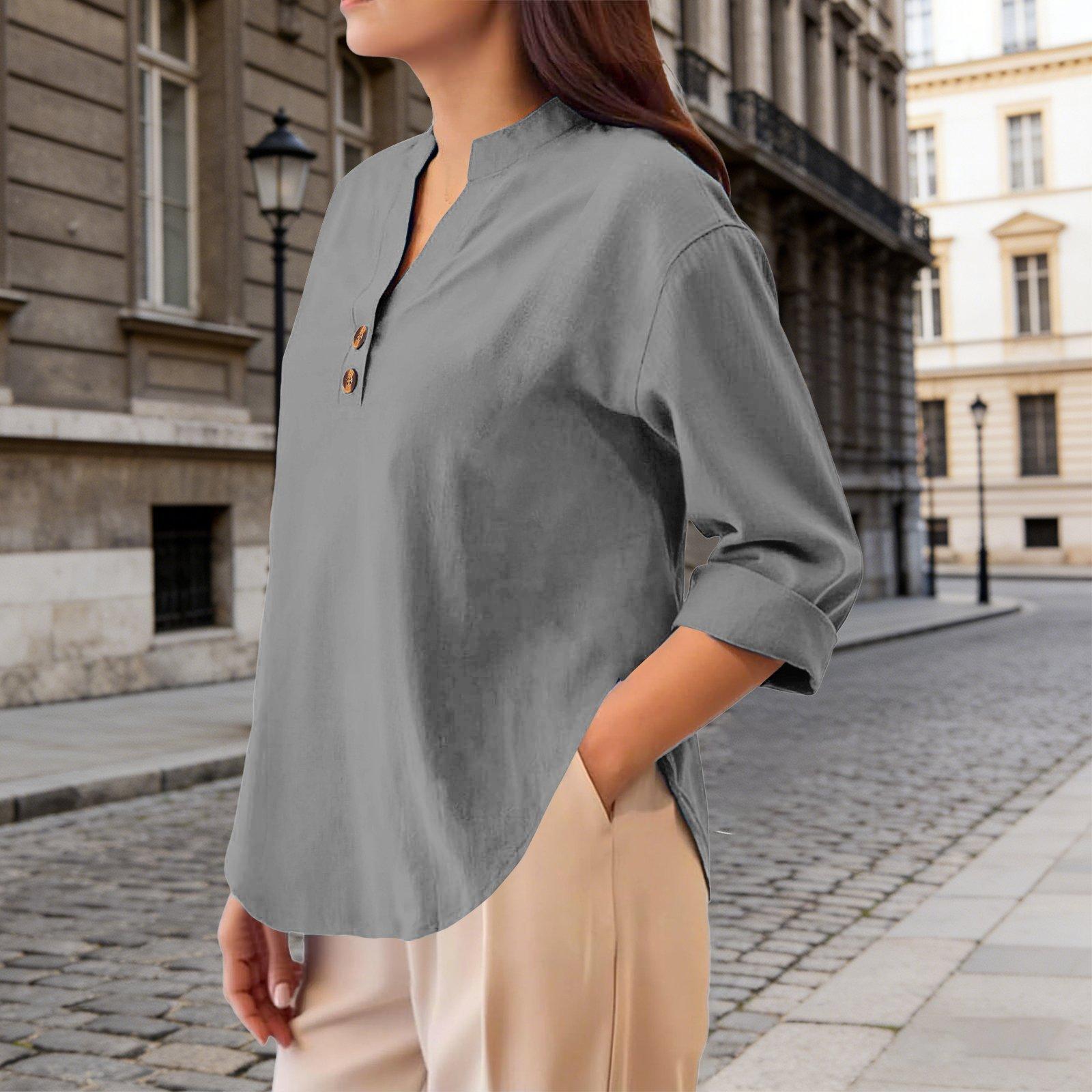 Women’s Long Sleeve Cotton Linen Blouse with Split Neck and Button Loose Fit Tunic Top for Daily Wear Office Casual S
Women’s Long Sleeve Cotton Linen Blouse with Split Neck and Button Loose Fit Tunic Top for Daily Wear Office Casual S