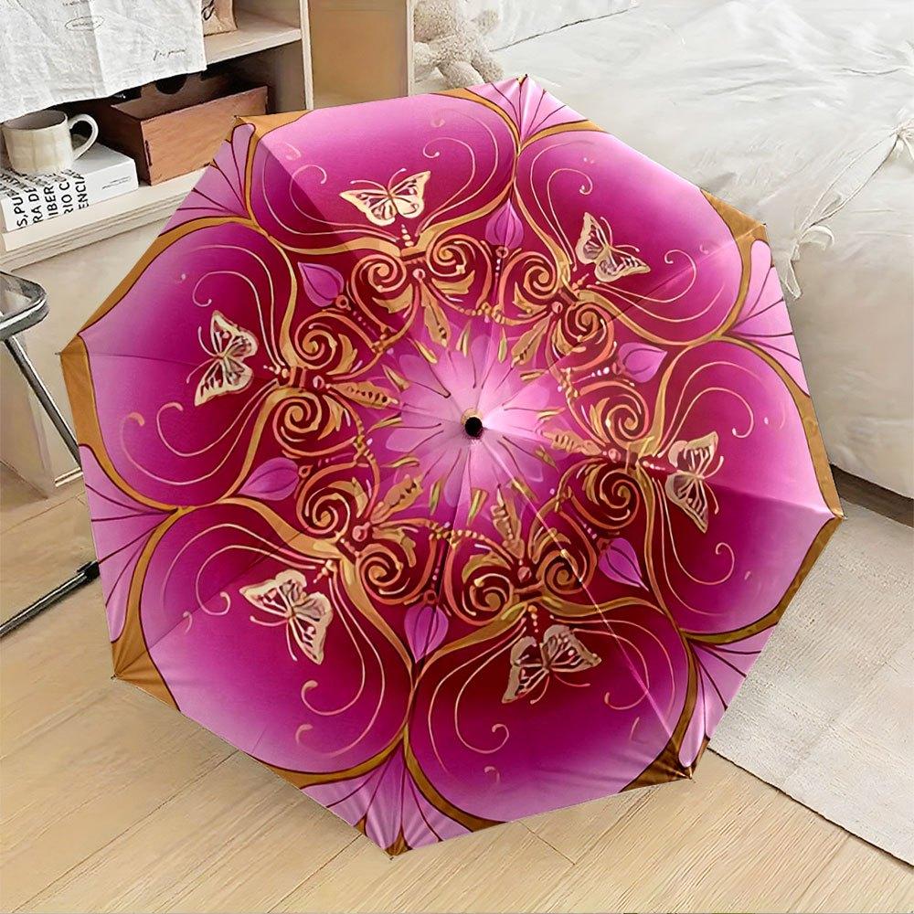 Automatic Folding Umbrella with Ornate Golden Swirls & Butterflies on Pink Background - 8-Rib Collapsible Design, Portable Com (as the picture,Iron&8K)
Automatic Folding Umbrella with Ornate Golden Swirls & Butterflies on Pink Background - 8-Rib Collapsible Design, Portable Com (as the picture,Iron&8K)