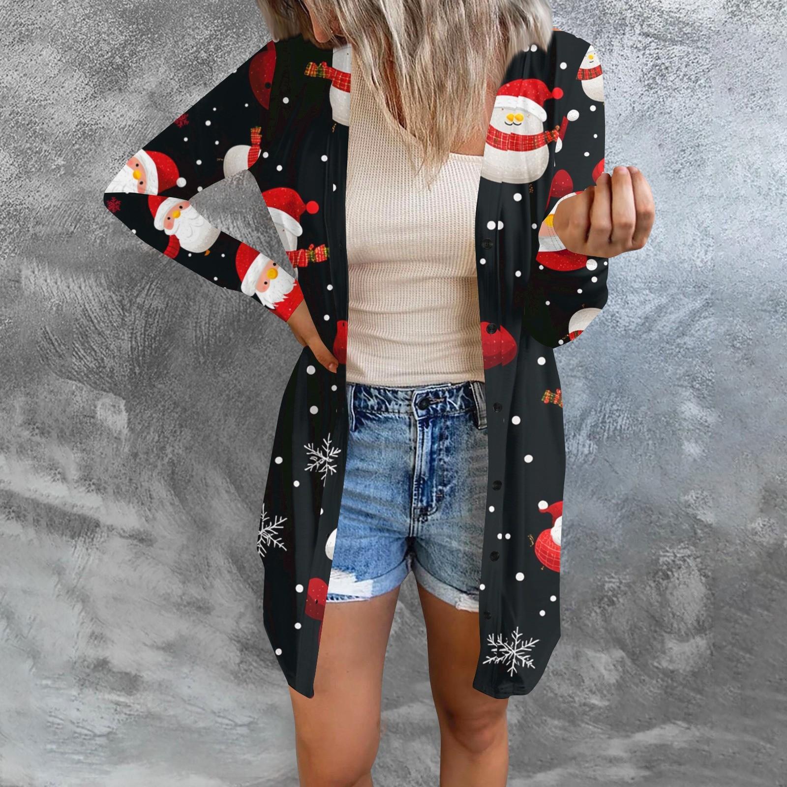 Жіночий топ з принтом у стилі ретро з довгим рукавом, легкий простий жакет, кардиган, повсякденні сорочки, різдвяні M чорний
Жіночий топ з принтом у стилі ретро з довгим рукавом, легкий простий жакет, кардиган, повсякденні сорочки, різдвяні M чорний