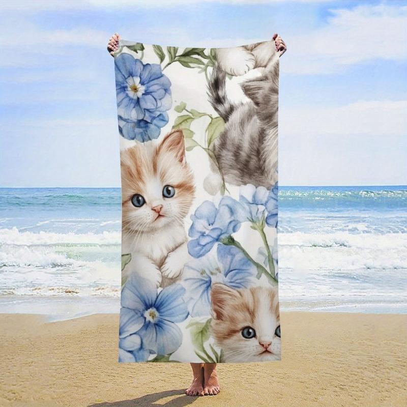 Large Quick-Dry Bath & Beach Towel - Super Absorbent Microfiber Towel with Cute Kittens and Floral pattern (Blue/White Flowers W30*H60(CM)
Large Quick-Dry Bath & Beach Towel - Super Absorbent Microfiber Towel with Cute Kittens and Floral pattern (Blue/White Flowers W30*H60(CM)