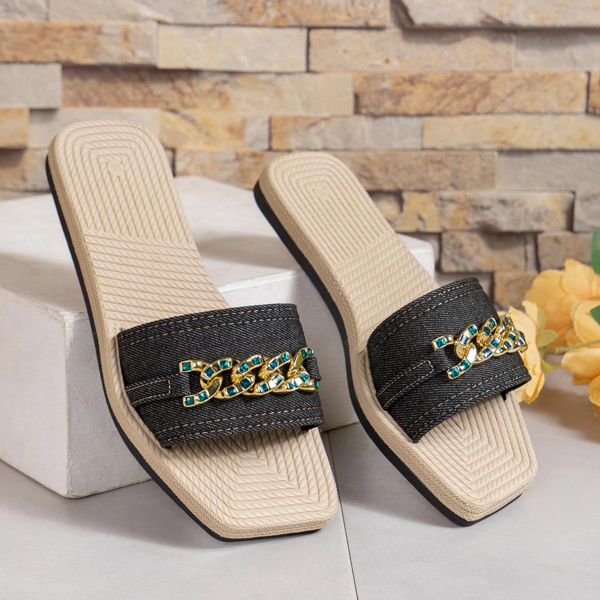 Модные женские тапочки с квадратным носком на плоской подошве, летние повседневные пляжные туфли на платформе для женщин, женские уличные шлепанцы с металлической цепочкой 43 чёрный
Модные женские тапочки с квадратным носком на плоской подошве, летние повседневные пляжные туфли на платформе для женщин, женские уличные шлепанцы с металлической цепочкой 43 чёрный