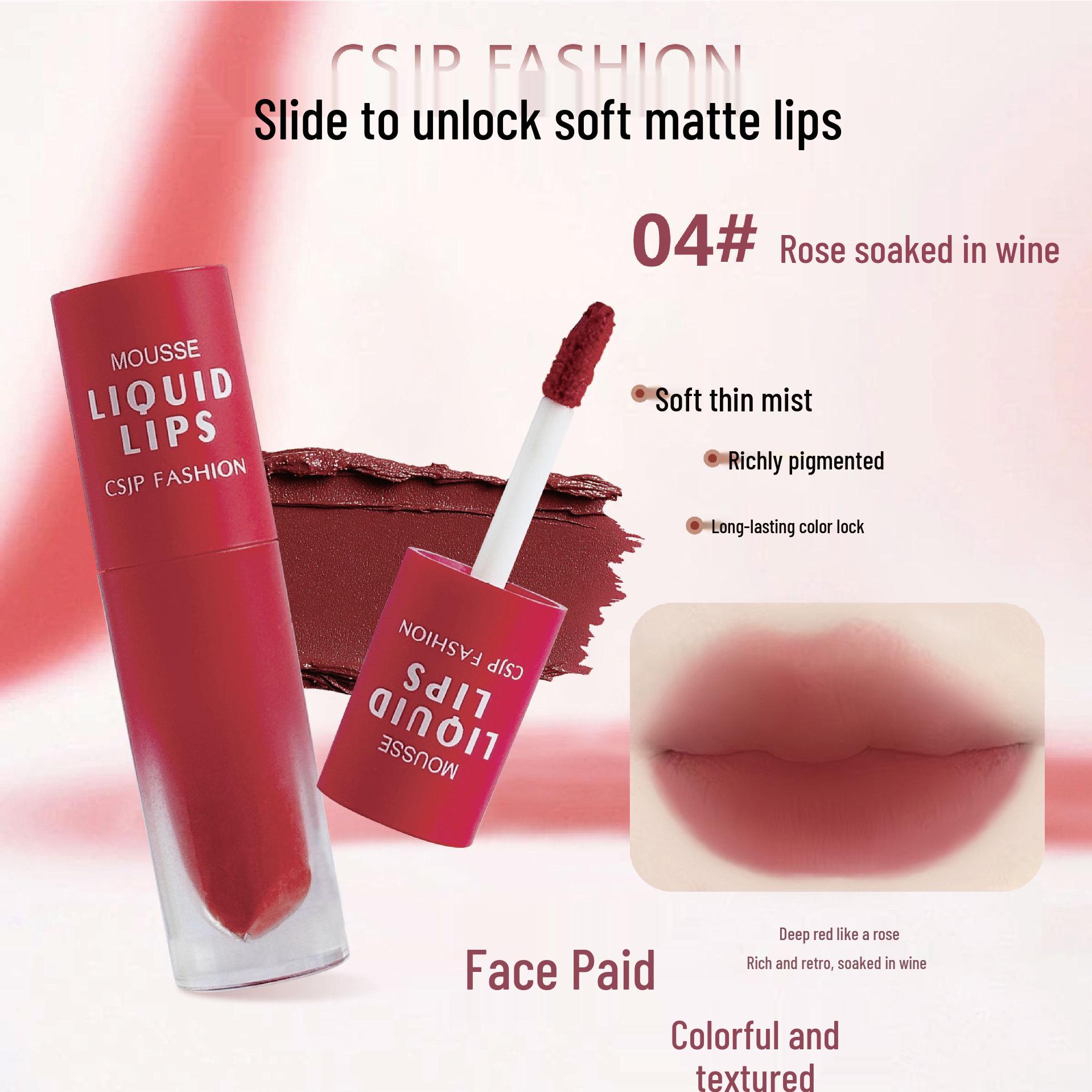 Matte Mousse Lip Glaze: Non-Stick, Rich Color, Smooth Finish, Student-Friendly Lipstick 2.5g
Matte Mousse Lip Glaze: Non-Stick, Rich Color, Smooth Finish, Student-Friendly Lipstick 2.5g