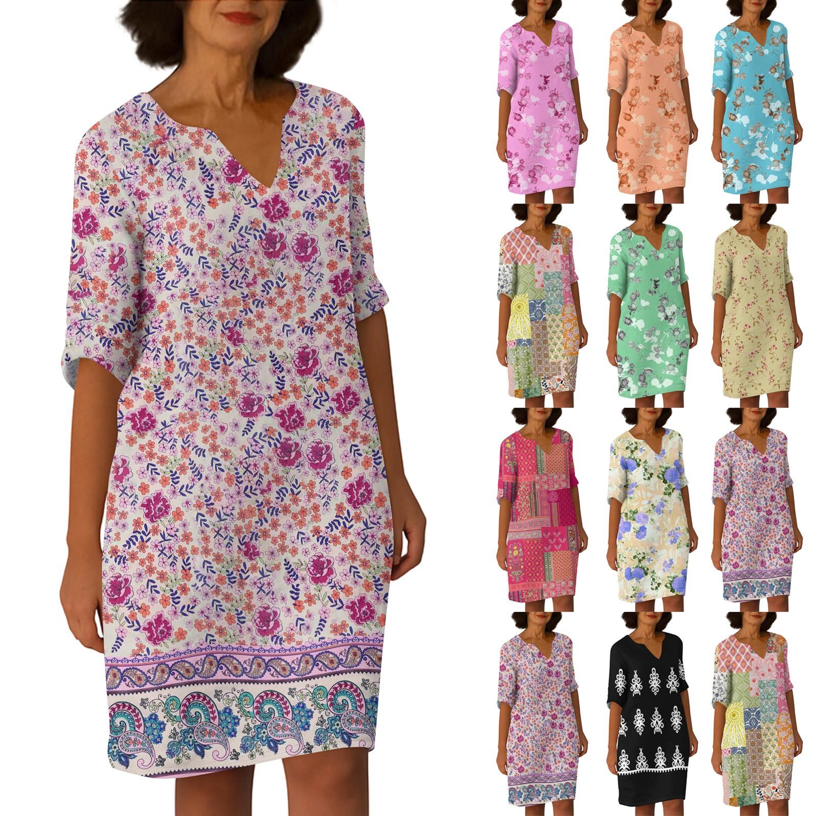 Dresses For Womens Vintage Print Tunic Waisted Midi Dress Summer Casual Half Sleeve Dress M
Dresses For Womens Vintage Print Tunic Waisted Midi Dress Summer Casual Half Sleeve Dress M