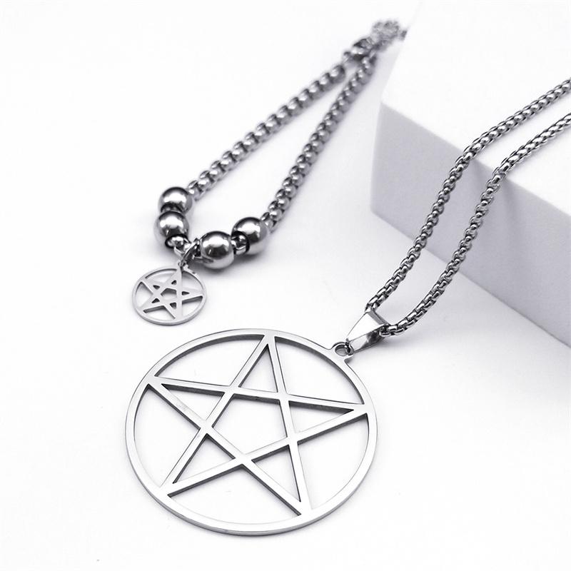 Stainless Steel Pentagram Pentacle Star Necklace for Women Men Punk Hoop Earrings Ring Bracelet Jewelry Set conjuntos de joyas
Stainless Steel Pentagram Pentacle Star Necklace for Women Men Punk Hoop Earrings Ring Bracelet Jewelry Set conjuntos de joyas