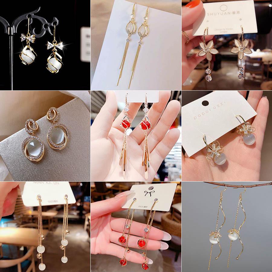 Cat s Eye Stone Teardrop Bow & Tulip Stud Earrings - 925 Silver Needle Elegant Collection
Cat s Eye Stone Teardrop Bow & Tulip Stud Earrings - 925 Silver Needle Elegant Collection