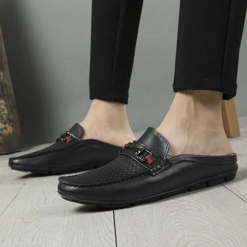 Mens Muller Shoes Italian Men Slippers Genuine Leather Loafers Casual Men s Shoes Outdoor Non-slip Half Slipper Men All-match 37
Mens Muller Shoes Italian Men Slippers Genuine Leather Loafers Casual Men s Shoes Outdoor Non-slip Half Slipper Men All-match 37