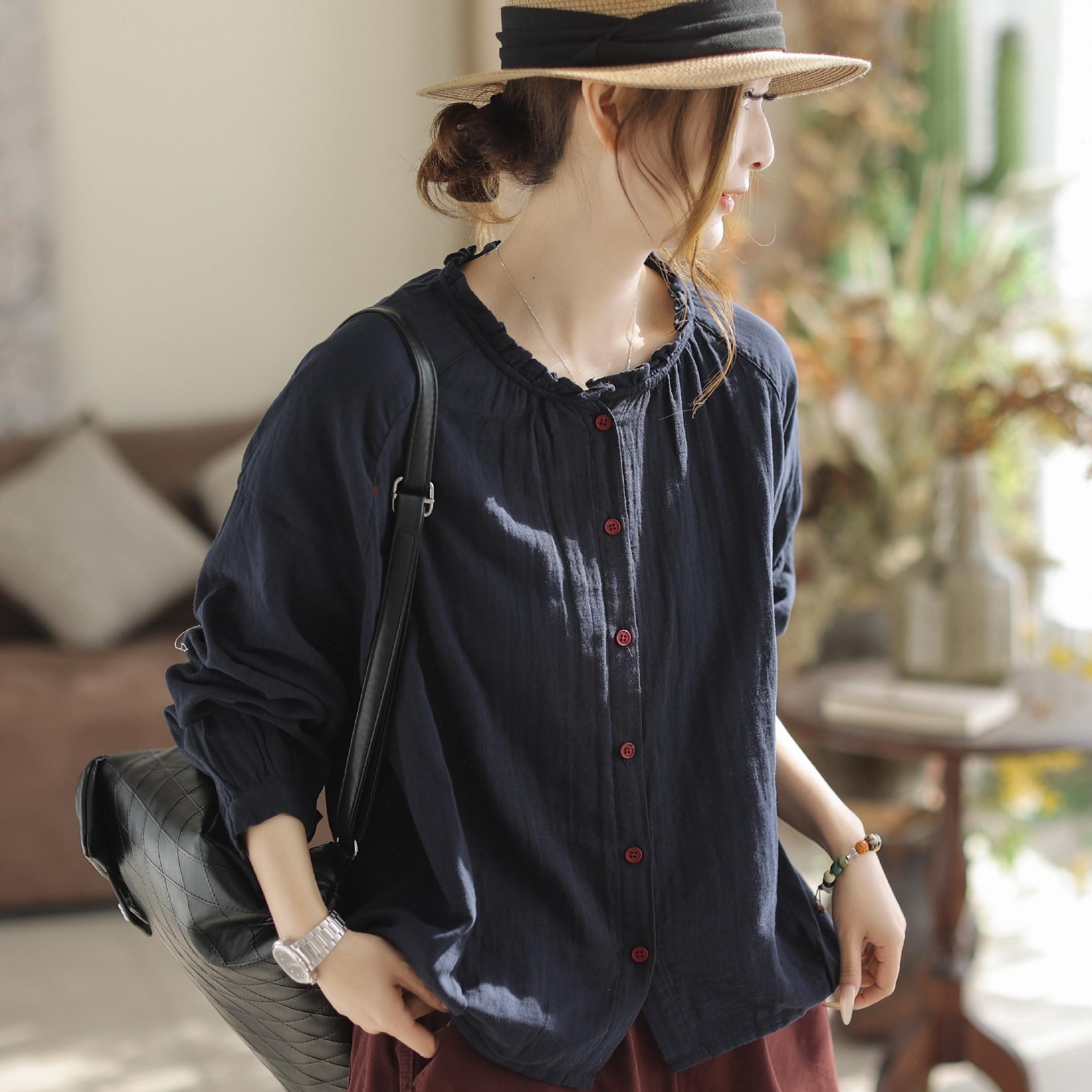 Johnature Women Vintage Shirts Tops Spring Chinese Style Solid Color Button Blouses Soft Female Casual Shirt One Size темно-синього кольору
Johnature Women Vintage Shirts Tops Spring Chinese Style Solid Color Button Blouses Soft Female Casual Shirt One Size темно-синього кольору