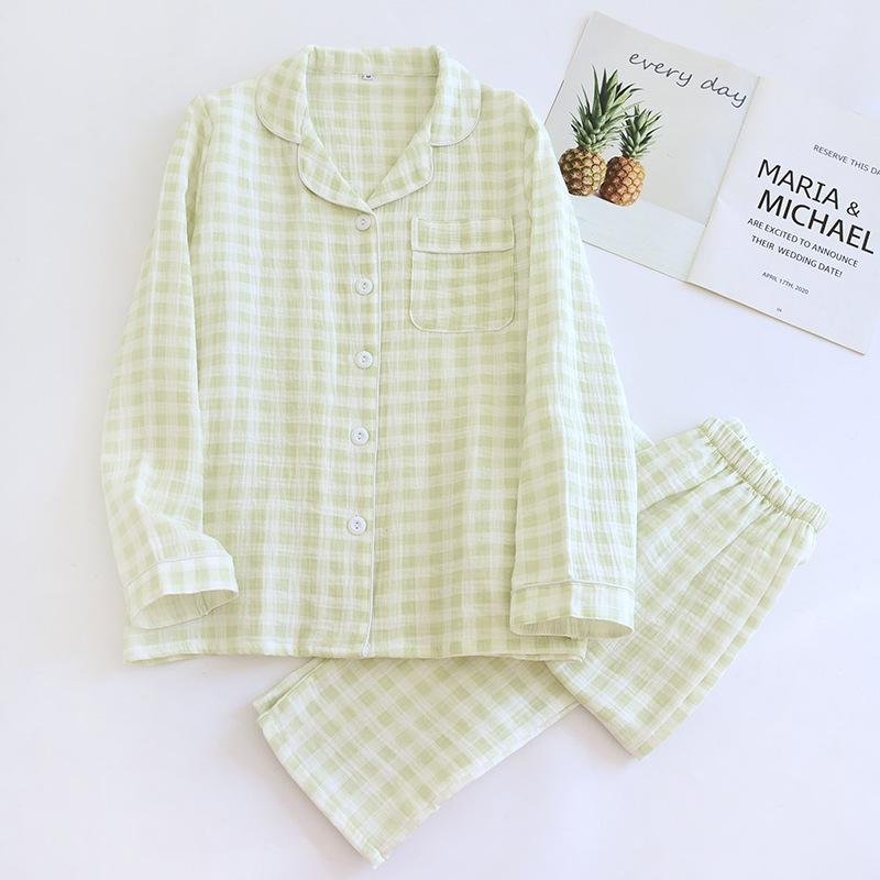 Updated Spring Couple Pajamas Kit 100 Cotton Long-sleeved Trousers Two-piece Plaid Mens and Womens Home Clothes L
Updated Spring Couple Pajamas Kit 100 Cotton Long-sleeved Trousers Two-piece Plaid Mens and Womens Home Clothes L