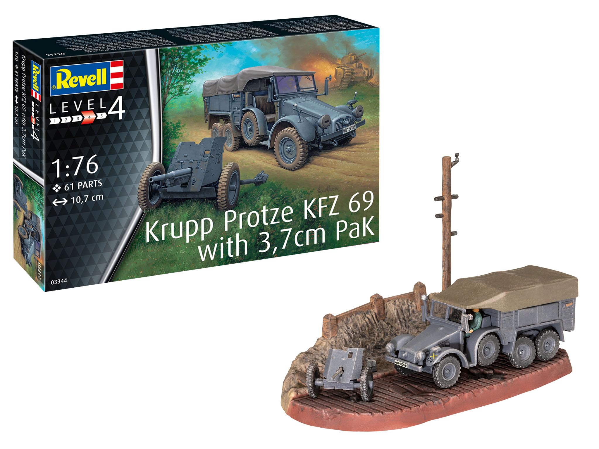 German Revell German Army Krupp Protze KFZ 69 with Pak Plastic Model 03344 1/76 3.7cm
German Revell German Army Krupp Protze KFZ 69 with Pak Plastic Model 03344 1/76 3.7cm