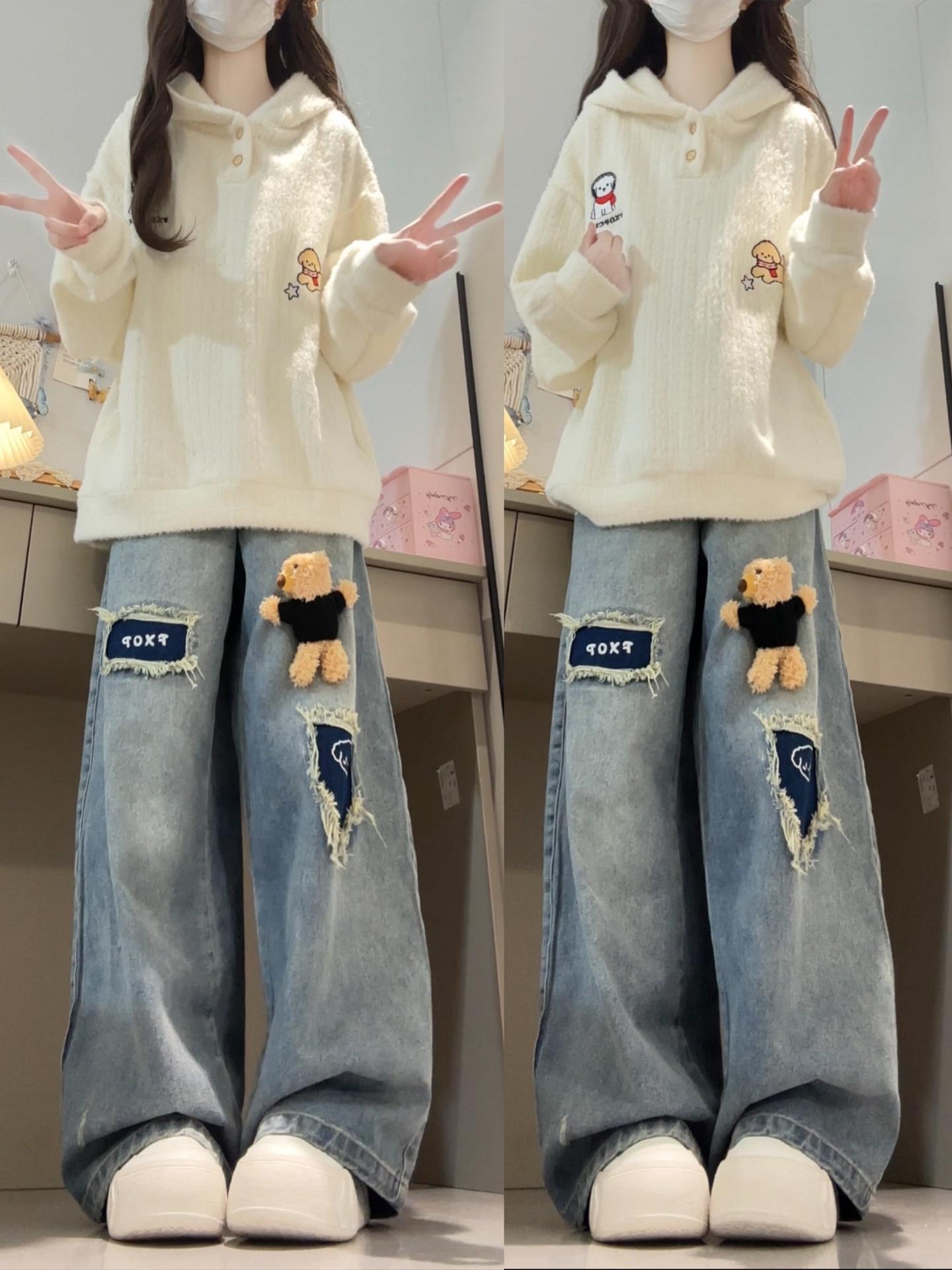 Women s 2026 Spring Embroidery Bear Pendant Wide-Leg Jeans - Korean Style, Floor-Length. Medium синий
Women s 2026 Spring Embroidery Bear Pendant Wide-Leg Jeans - Korean Style, Floor-Length. Medium синий