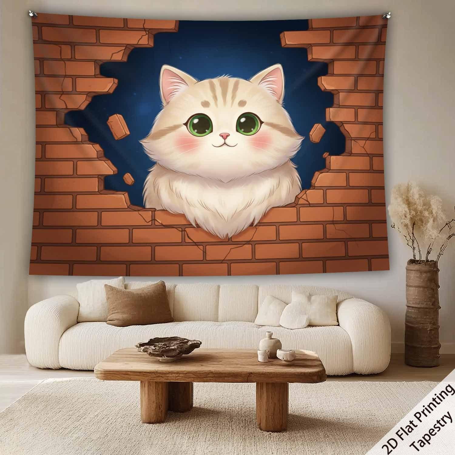 Cute little cat on the wall Digital printing polyester wall tapestry suitable for use in living rooms bedrooms bars and party 74x94cm(29x37in)
Cute little cat on the wall Digital printing polyester wall tapestry suitable for use in living rooms bedrooms bars and party 74x94cm(29x37in)