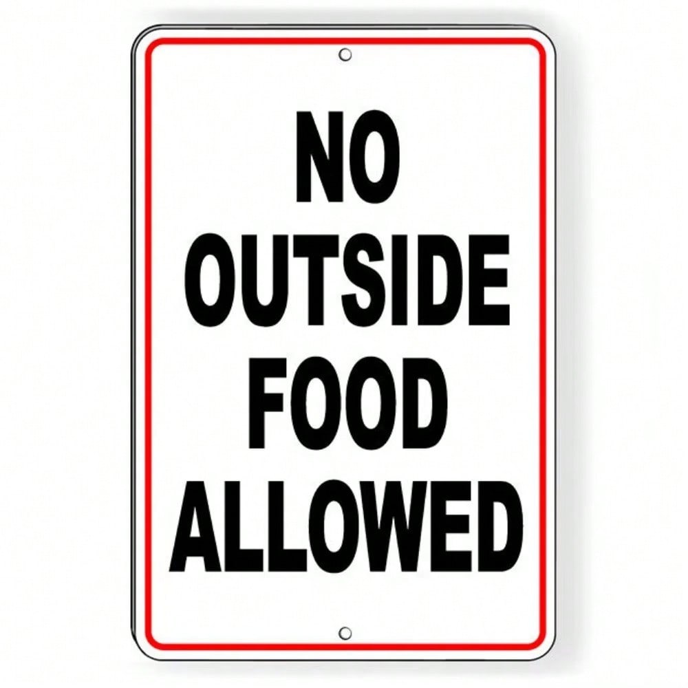 Aluminum Sign No Outside Food Strictly Enforced Weatherproof Fade Resistant 20X30 різнокольоровий
Aluminum Sign No Outside Food Strictly Enforced Weatherproof Fade Resistant 20X30 різнокольоровий