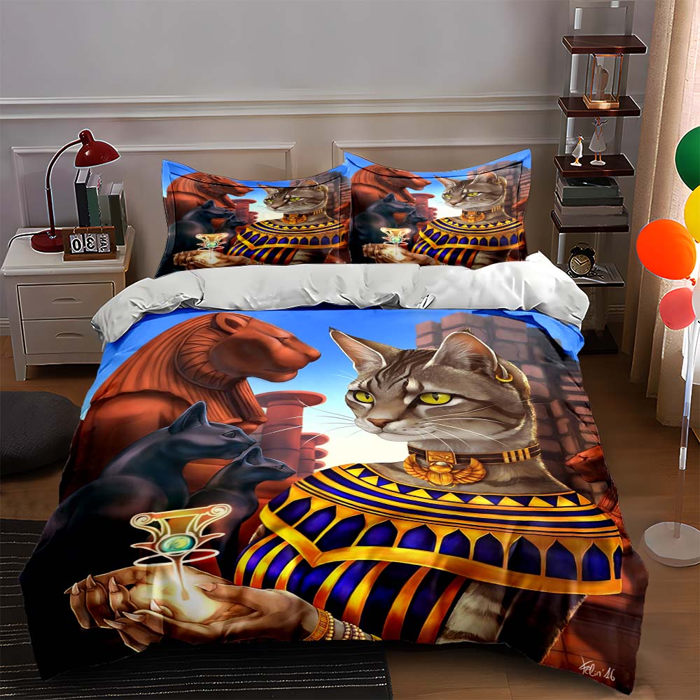 Egyptian-themed cat. Bedding Duvet cover sets Duvet covers Pillowcases gifts (1 * Duvet Cover 2 * Pillowcases, without duvet insert) 135x200cm
Egyptian-themed cat. Bedding Duvet cover sets Duvet covers Pillowcases gifts (1 * Duvet Cover 2 * Pillowcases, without duvet insert) 135x200cm
