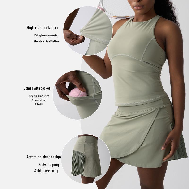 Pleated Tennis Skirt Suit: Quick-Drying, Anti-Exposure Nude Fitness & Yoga Wear Extra Large хакі/коричневий
Pleated Tennis Skirt Suit: Quick-Drying, Anti-Exposure Nude Fitness & Yoga Wear Extra Large хакі/коричневий