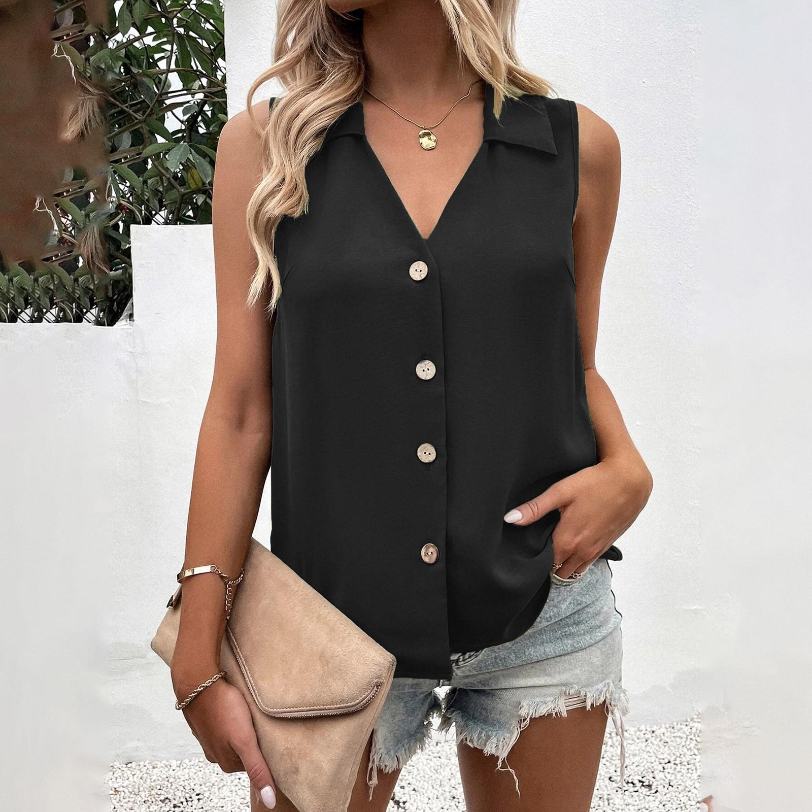 Fashionable Women s V-neck Loose Chiffon Shirt Sleevelessbutton Shirt XXL чёрный
Fashionable Women s V-neck Loose Chiffon Shirt Sleevelessbutton Shirt XXL чёрный