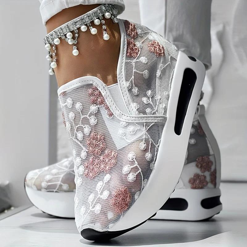 Stylish Floral Embroidery Mesh Sneakers - Breathable, Lightweight, and Comfortable Walking Shoes with Sheer Mesh Panels 42
Stylish Floral Embroidery Mesh Sneakers - Breathable, Lightweight, and Comfortable Walking Shoes with Sheer Mesh Panels 42