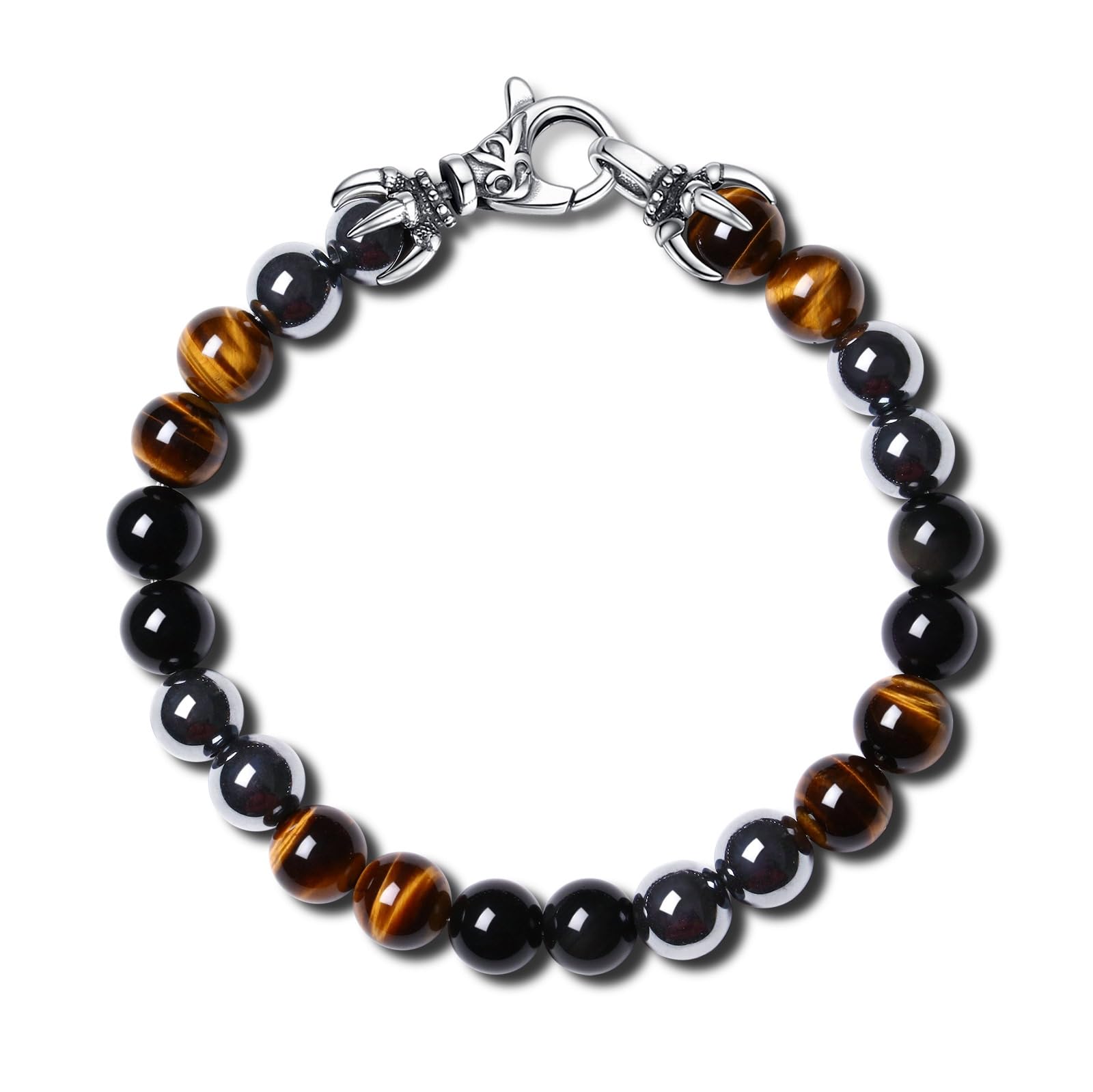 GAVU 8mm Tiger Eye, Obsidian, and Hematite Triple Amulet Bracelet for Men, 21.5cm
GAVU 8mm Tiger Eye, Obsidian, and Hematite Triple Amulet Bracelet for Men, 21.5cm