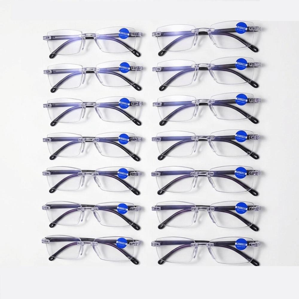 14PCS Vintage Style Rimless Reading Glasses - Rectangular Frame, Blue Light Blocking, Anti-Fatigue, Unisex, Lightweight PC +100
14PCS Vintage Style Rimless Reading Glasses - Rectangular Frame, Blue Light Blocking, Anti-Fatigue, Unisex, Lightweight PC +100