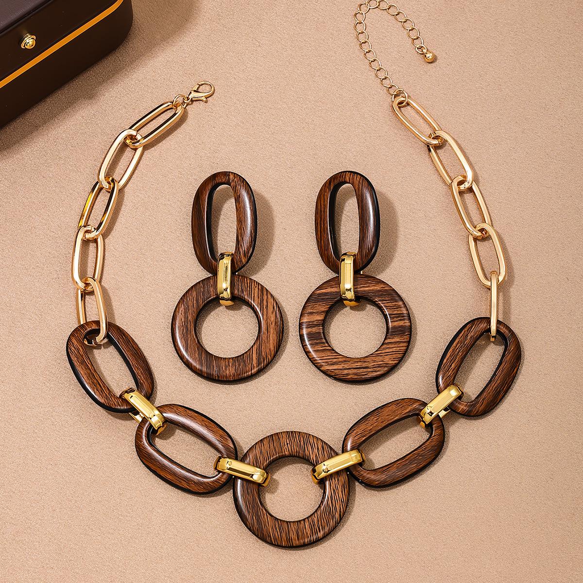 Geometric Brown Matte Vintage Earring Necklace Women Temperamental Accessories
Geometric Brown Matte Vintage Earring Necklace Women Temperamental Accessories