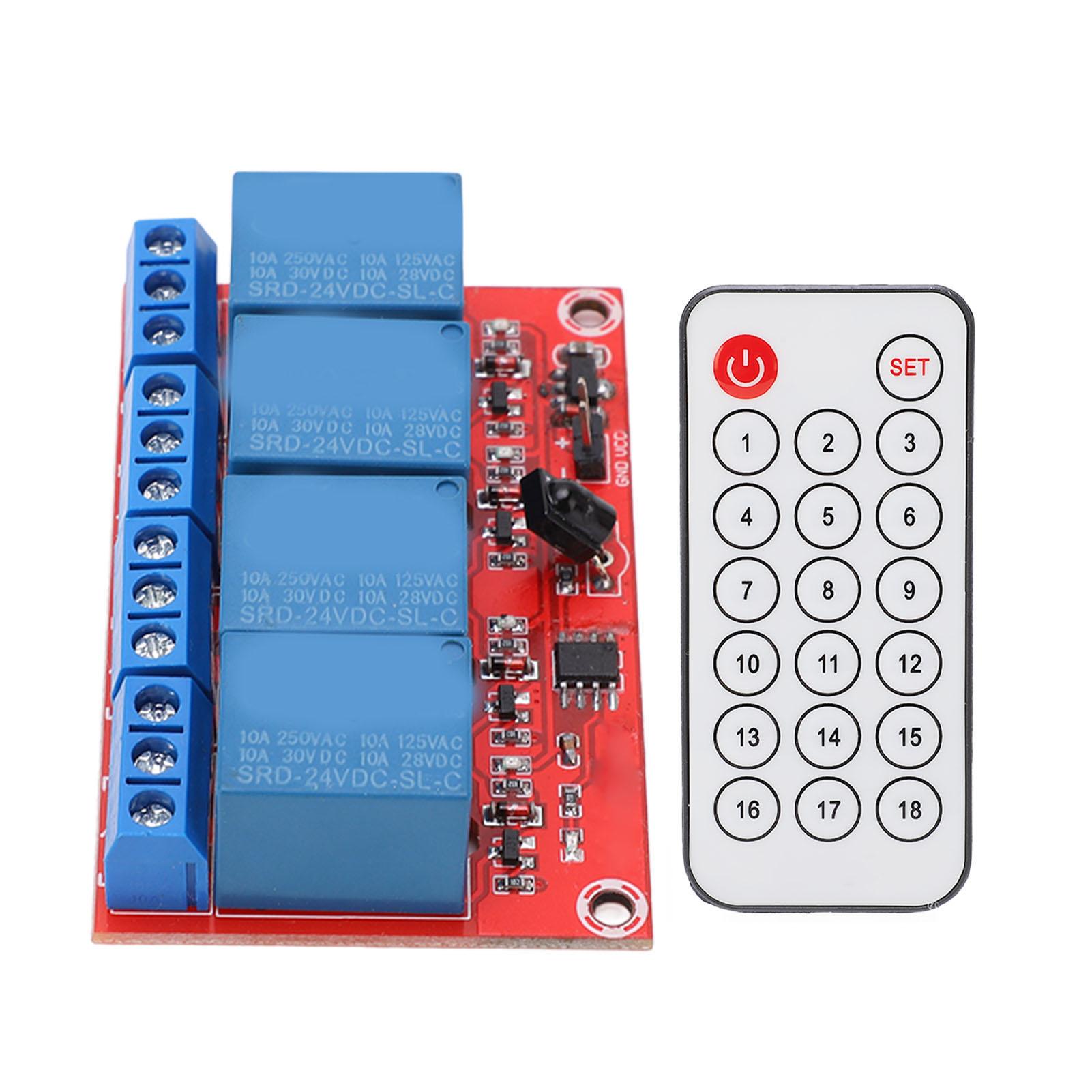 4 Channel Receiving Relay Module 4CH Infrared Remote Transceiver Receiver Control Switch Set 24V
4 Channel Receiving Relay Module 4CH Infrared Remote Transceiver Receiver Control Switch Set 24V