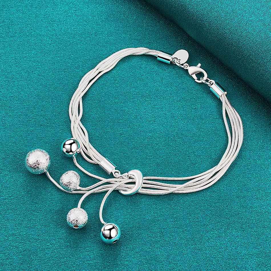 Браслет-подвеска из стерлингового серебра 925 пробы с гладкими матовыми бусинами для женщин, свадебные и помолвочные модные украшения 20cm
Браслет-подвеска из стерлингового серебра 925 пробы с гладкими матовыми бусинами для женщин, свадебные и помолвочные модные украшения 20cm