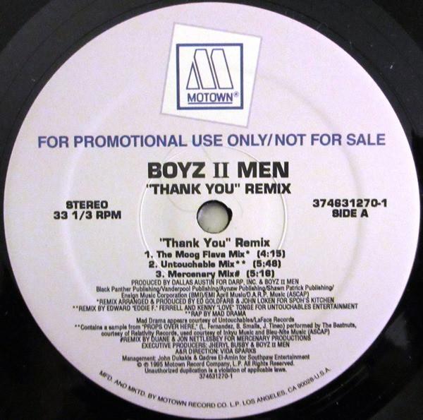 12inch Record BOYZ II MEN - Thank You (Remix) 3746312701 Motown 1995 US Soul/Funk Used
12inch Record BOYZ II MEN - Thank You (Remix) 3746312701 Motown 1995 US Soul/Funk Used