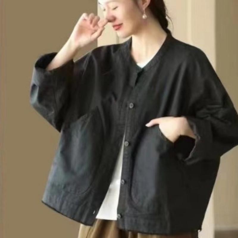 Loose Long Sve Jaet Women s Casual round Ne Top with Big kets Retro Sle Comfortable Fit Outerwear for Ladies One size чёрный
Loose Long Sve Jaet Women s Casual round Ne Top with Big kets Retro Sle Comfortable Fit Outerwear for Ladies One size чёрный