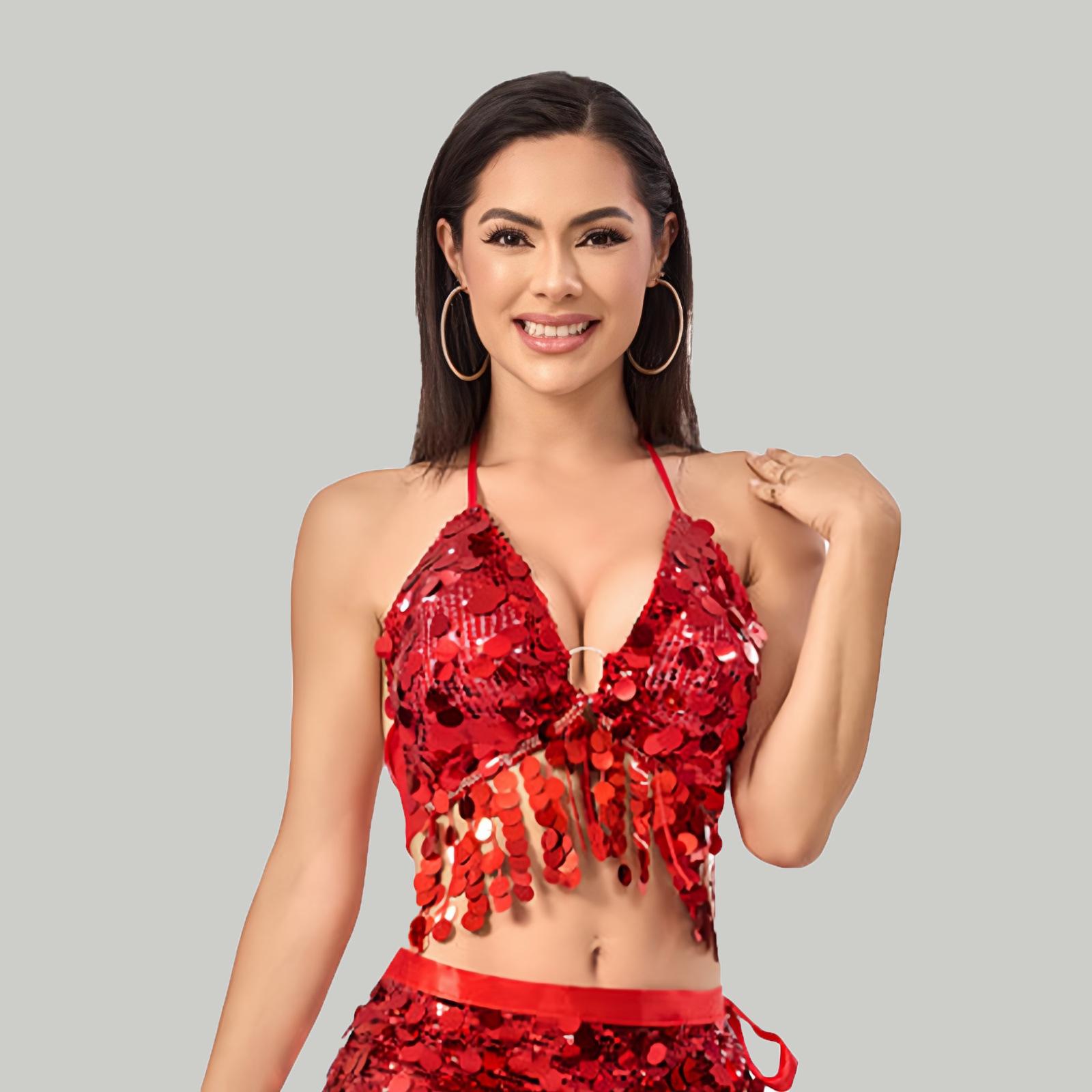 2025 Европейский и американский ночной клуб Блестящий топ с бахромой для выступлений в танце на пилоне и танце живота One Size красный
2025 Европейский и американский ночной клуб Блестящий топ с бахромой для выступлений в танце на пилоне и танце живота One Size красный