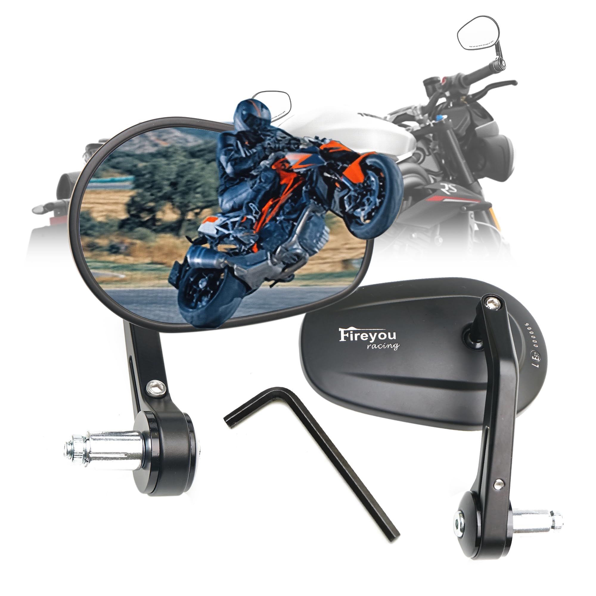 Fireyouracing Мотоциклетные зеркала на руль, международные универсальные, простые, погодоустойчивые, сертифицированы E-mark, крепление, цвет, для внедорожников/скутеров чёрный
Fireyouracing Мотоциклетные зеркала на руль, международные универсальные, простые, погодоустойчивые, сертифицированы E-mark, крепление, цвет, для внедорожников/скутеров чёрный