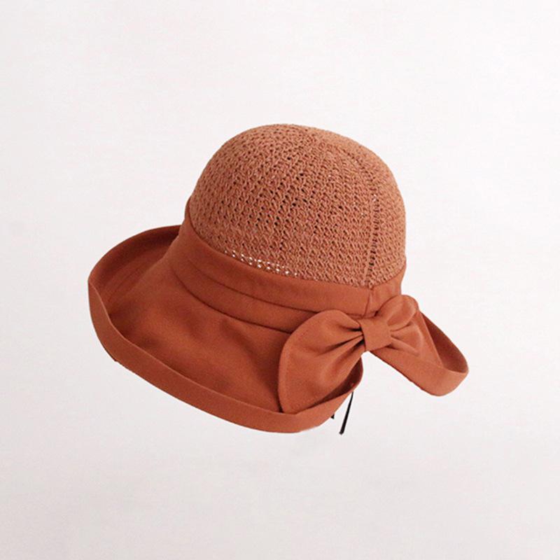 Универсальный стиль шляпы Соломенная плетеная Сладкий бант Женская шляпа от солнца Шляпы-панамы красный