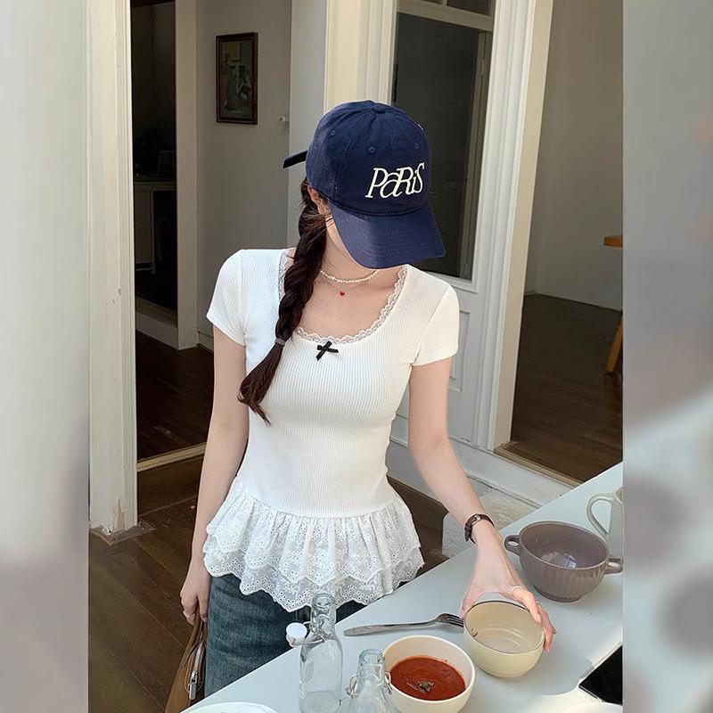 White Lace Trim Ballet Style Summer T-Shirt - Women s Slimming Short Sleeve Top Extra Large
White Lace Trim Ballet Style Summer T-Shirt - Women s Slimming Short Sleeve Top Extra Large