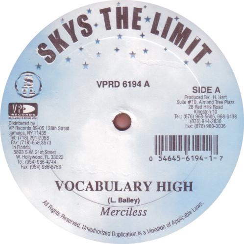 12-дюймовая пластинка MERCILESS , ALLEY CAT (4) - Словарь High VPRD6194 Skys The Limit 1996 US Регги, Ска и Даб
12-дюймовая пластинка MERCILESS , ALLEY CAT (4) - Словарь High VPRD6194 Skys The Limit 1996 US Регги, Ска и Даб