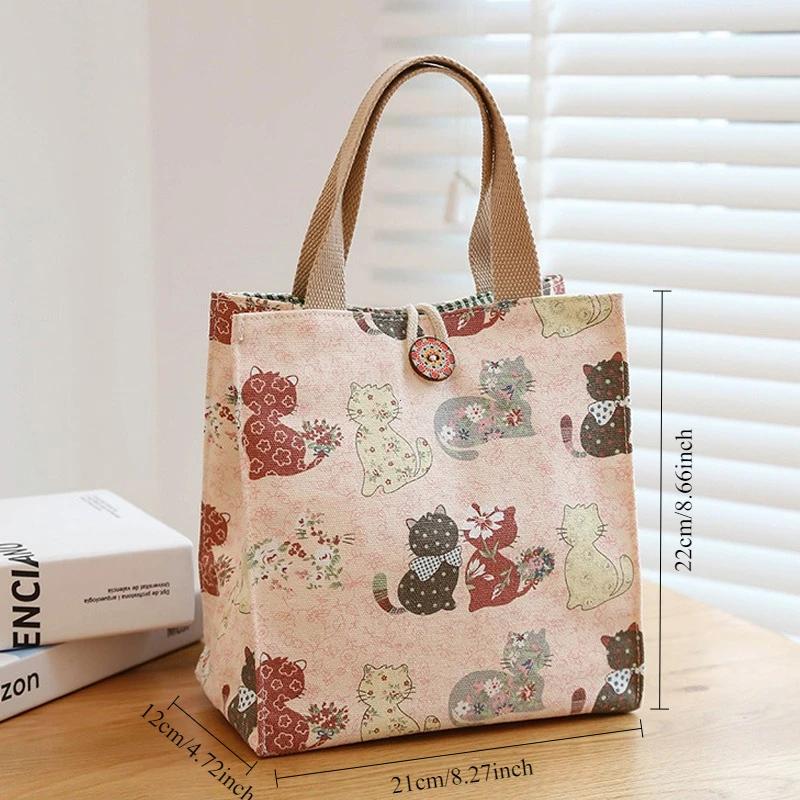 New Canvas Flower Printed Fabric Handbag, Work Portable Multi-pocket Zipper Large Capacity Work Food Container Bag
New Canvas Flower Printed Fabric Handbag, Work Portable Multi-pocket Zipper Large Capacity Work Food Container Bag