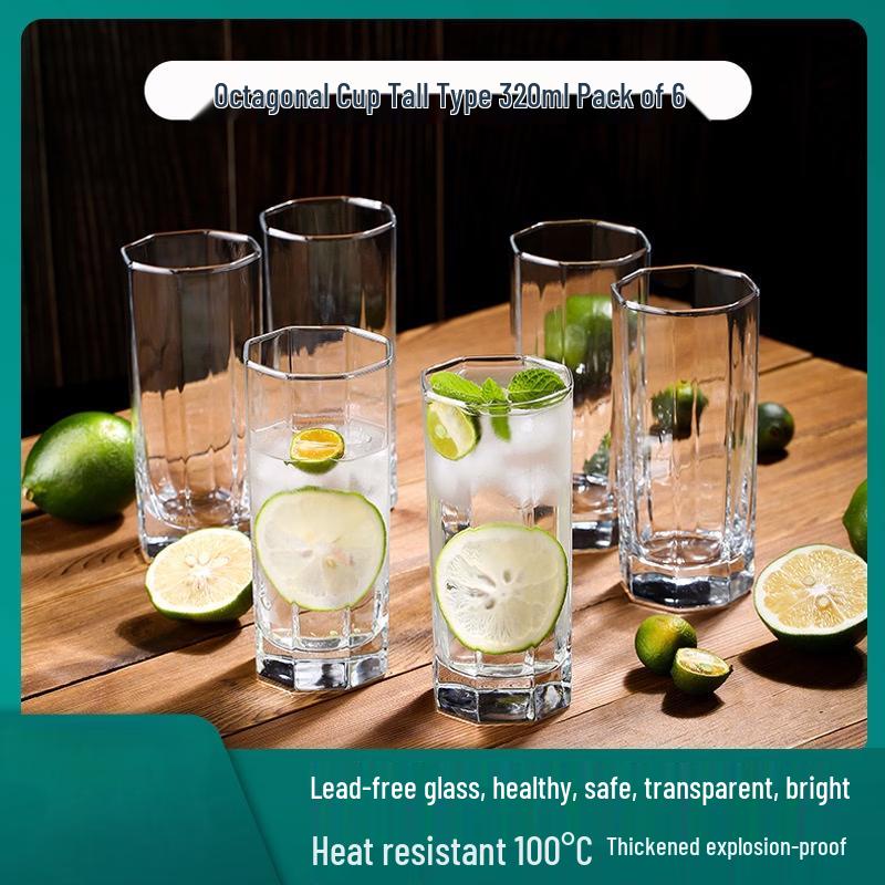 OLOEY Heat-Resistant Octagonal Glass Cups, Set of 6
OLOEY Heat-Resistant Octagonal Glass Cups, Set of 6