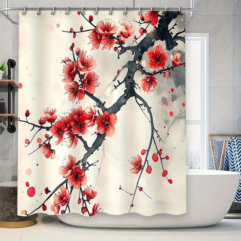 Title: Elegant Red Blossom Shower Curtain - Watercolor Floral Design Home Decor For Bathroom Suitable For Wet And Dry Separation W60H190(CM)-1 Pcs
Title: Elegant Red Blossom Shower Curtain - Watercolor Floral Design Home Decor For Bathroom Suitable For Wet And Dry Separation W60H190(CM)-1 Pcs