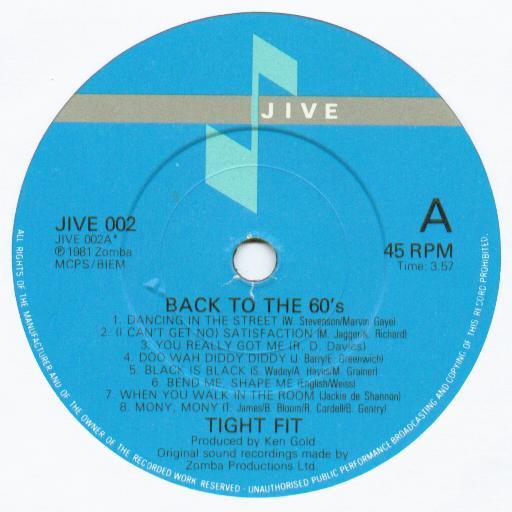 7inch Record TIGHT FIT Back To The 60s JIVE002 Jive 1981 UK SoulFunk Used
7inch Record TIGHT FIT Back To The 60s JIVE002 Jive 1981 UK SoulFunk Used