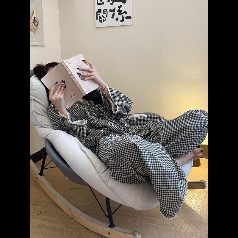 Korean plaid lace pajamas women s spring and autumn new loose large size can be worn outside loungewear cotton silk spot m recommend【 47.5-55kg 】
Korean plaid lace pajamas women s spring and autumn new loose large size can be worn outside loungewear cotton silk spot m recommend【 47.5-55kg 】